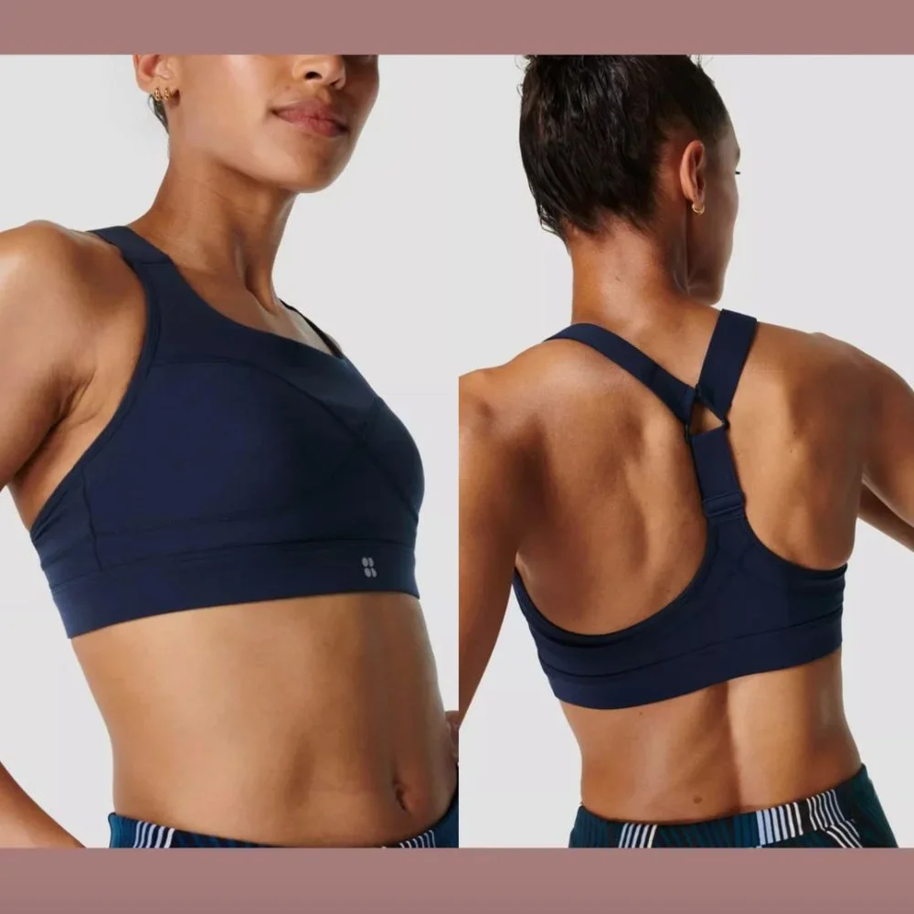 NWT $68 SWEATY BETTY [ XS‎ ] Power Medium Impact Sports Bra in Blue #5862